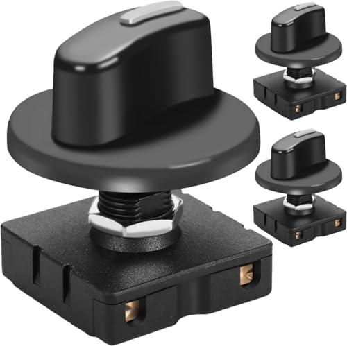 MKBKLLJY 3PCS Rotary Switch 4-Position 3-Speed 10A 6A 120V-250VAC with Button Fan Speed Governor Heater Selector for Ceiling Fan Wall Controls, Electric Fire Place Blower Range Hood Humidifiers Juicer
