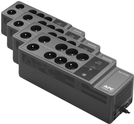 APC Back-UPS Essential BE850G2-FR - Surge Arrester UPS with 850VA Battery Backup (8 Outlets, Surge Protector, 2 USB Fast Charging Ports, Type-A and Type-C) (Pack of 4)