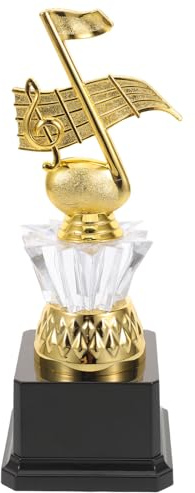 DECORNIJIA Musikpokal aus Kunststoff 23cm Leichter Wettbewerbspokal für Gesangswettbewerbe Partys und Schulauszeichnungen Goldfarbener Trophäenpreis Wiederverwendbar