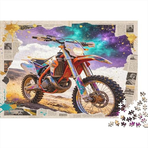 Off Road Motorrad 1000 Teile Puzzle Papier für Erwachsene Wüsten Sternenhimmel Puzzle Spiel Familienspiel Entspannung Dekoration Geschenk 70x50cm/1000pcs