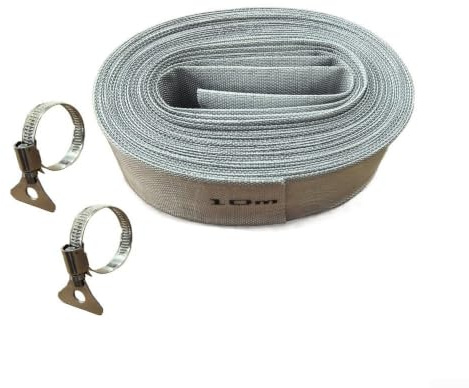 10 Metre Flexible Hose for Karcher Submersible Pumps Flat Design Water Transport Kit Stainless Steel Clamp Dirty for Clear Water(Fabric Hose Set)