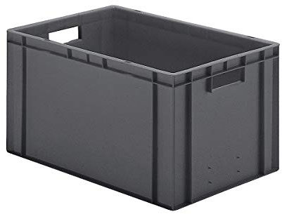 Certeo EURO-Behälter | Grau | 600 x 400 x 320 mm | Transportkiste | Kunststoff | 5 Stk