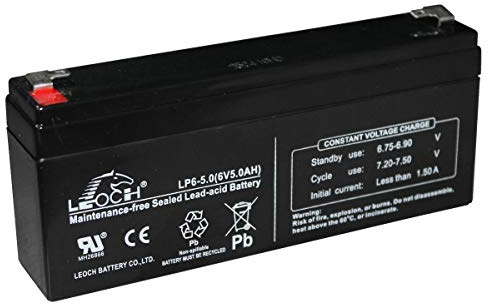 LEOCH LP6-5.0 BATTERY, LEAD ACID, AGM, 6V 5AH