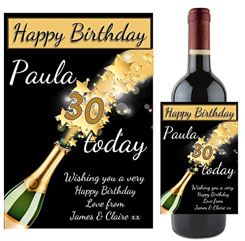 Personalised 18th 21st 30th 40th 50th 60th HAPPY BIRTHDAY WINE CHAMPAGNE BOTTLE LABEL ~ ANY AGE Gift Idea N66