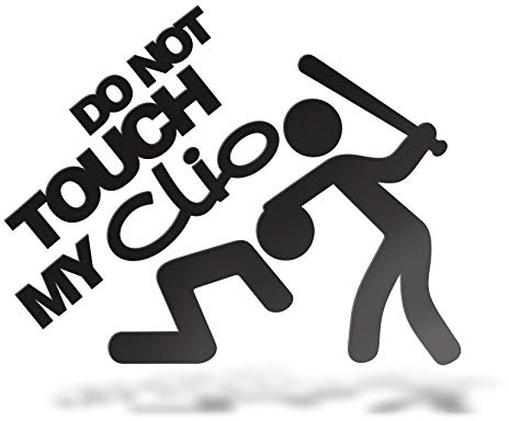 ERREINGE Sticker compatibile per RENAULT DON'T TOUCH MY CLIO DUB JDM TUNING NERO Adesivo prespaziato in PVC per Auto Lunotto Finestrino - cm 35