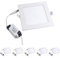 MODOAO LED-Einbauleuchte, 6 W, quadratisch, mit LED-Treiber, AC 85–265 V, Lochgröße 110 mm, Warmweiß, Kaltweiß (6 W, Kaltweiß), 5 Stück