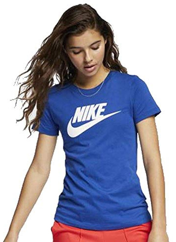 Nike Women's Tee Essential Icon Futur T-Shirt, Blue (Indigo Force), XL