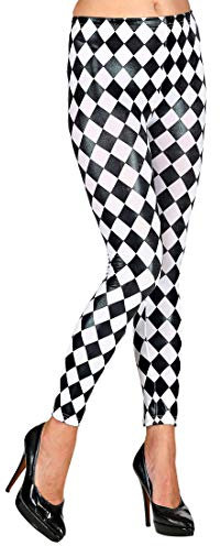 NET TOYS Attraktive Damen-Leggings Schachbrett-Muster | Schwarz-Weiß in Größe S/M (36-42) | Lässige Frauen-Strumpfhose Karomuster geeignet für Mottoparty & Karneval