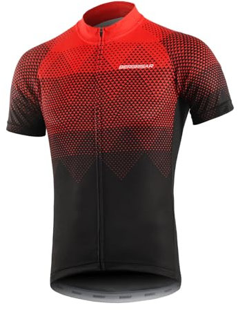 BERGRISAR Men's Cycling Jerseys Short Sleeves Bike Bicycle Shirt 006red M