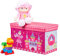 Relaxdays Sitzbox Kinder, Faltbare Aufbewahrungsbox mit Stauraum, Deckel, Prinzessin & Fee, 50 Liter, platzsparend, pink