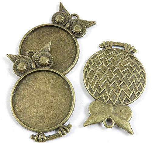 R4UW3R Schmuckanhänger Eulen-Cabochon-Einfassung, Antik-Bronzefarben antique bronze
