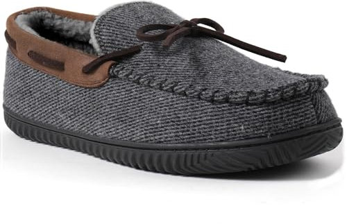ULTRAIDEAS Pantofole da uomo a mocassino comfort Scarpe da casa in memory foam con suola in gomma antiscivolo, indoor/outdoor, Grigio Scuro, 45 EU