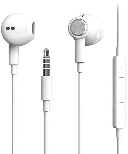 Hi-Res Extra Bass Earbuds Noise Isolating In-Ear Headphones Wired Earbuds with Microphone for iPhone, iPod, iPad, MP3, HUAWEI, Samsung, Lightweight Earphones with Volume Control 3.5mm Jack Headphones