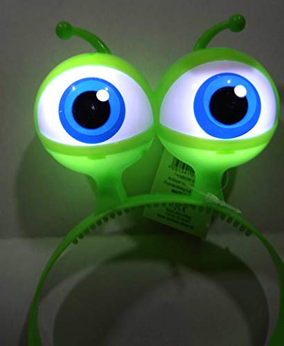 Bandeau de cheveux, à LED, clignotant, motif de yeux d’alien Glubsch, disponible en vert, bleu et rose, lumineux, (vert)