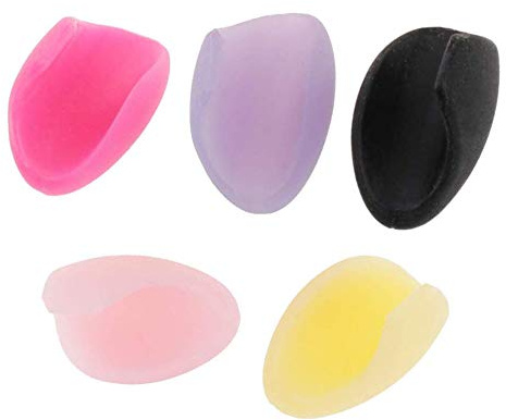 Jiayouy 5 Stück Flöte Daumenauflage Kissen Soft Silikon Finger Cover für Flöte Wind Instrument Schwarz Lila Pink Gelb Rose Pink