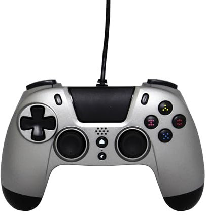 Gioteck - VX4 - Mando PS4 Wired, Controlador Cableado para la Playstation 4, 3,5 mm Puerto de Audio, Soporta vibraciones y movimientos, Compatible con PS4 y PC Titanium (Windows 8.1), gris