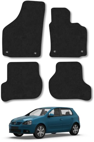 Compatible with VW Golf (2007-2009) Carpet Car Mats | Black Edge Trim Tailored Fit Floor Mats Full Coverage Protection Accessories Easy Clean Anti Slip Made in the UK