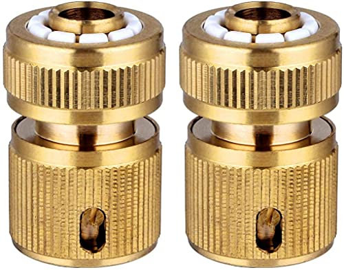 Hydrogarden 2 Piezas Conector de Manguera de Latón 1/2 Conector Rápido Conector de conexión Rápida Conexión de Tubo de Manguera Adaptador Manguera Grifo para Jardinería Riego Lavado de Autos