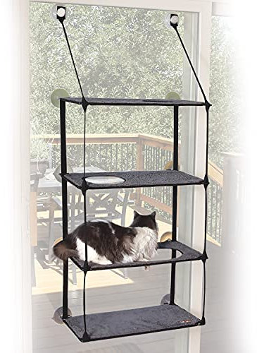 K&H Cat Window Perch, EZ Mount Quad Stack for Large Cats, 23x12in