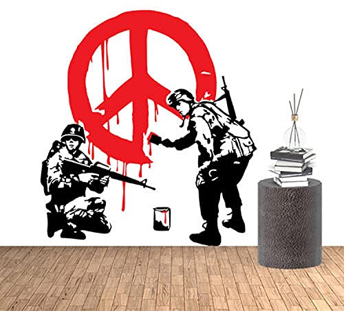 20 cm Hochwertiger Autoaufkleber Sticker Decal UV&Waschanlagenfest Soldaten Peace Zeichen Banksy Soldiers Peace Wall B157 Kinder Zimmer Schrank Deko
