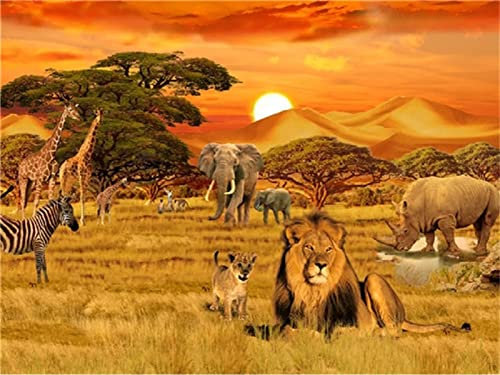 Diamond Painting Bilder,DIY 5D Diamond Painting Groß,Diamant Malerei Malen Nach Zahlen Full Drill Kristall Set,für Schlafzimmer und Wohnzimmer Wanddekoration Twilight-Tiere Round Drill,30x40cm