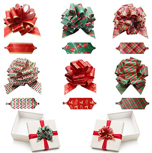 Generic CattleyaHQ Geschenkschleifen 12 Stück Weihnachtsschleifen,Schleifen Bänder zum Verpacken, Weihnachtsbaum Kranz Party Dekorationen