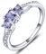 YL Verlobungsring 925 Sterling Silber Prinzessin geschnitten Dezember Geburtsstein Tansanit 3 Stein Ehering für Damen Braut(Größe 54）