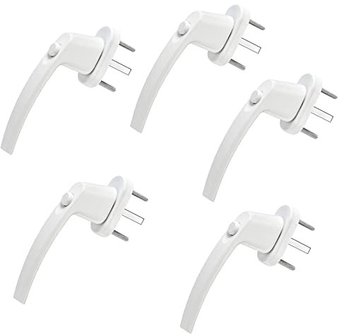 SOTECH 5 x Fenstergriffe CALISTO (151 x 28,5 x 62 mm) weiß mit 45° Raster Aluminium Griffe verriegelbar über Druckknopf