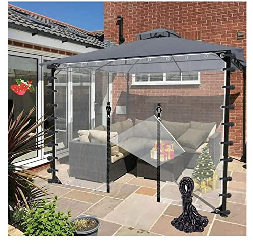 LGJEGD Outdoor Vorhang mit ösen wasserdichte Vorhänge for Porch 0.5mm tarp mit Reißverschluss, for Carports Pavillons Vordächer Gewächshäuser (Color : Clear, Size : 26.24x9.84'/8x3m)