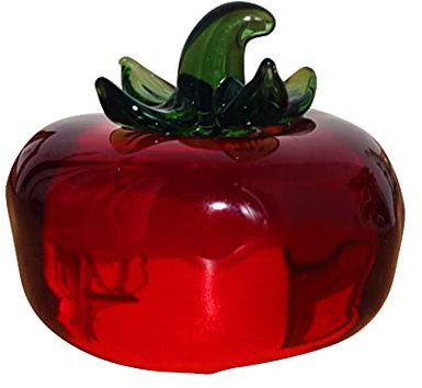 Yangshine Statue de kaki en cristal - Sculpture de fruits artificiels - Presse-papier - Ornement en verre cristal pour décoration d'intérieur - Kaki