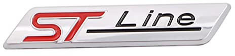 1 Stück 3D Metall ST Line Aufkleber Autokopf Emblem Abzeichen Chrom Aufkleber für Die meisten Automodelle(silberfarben)