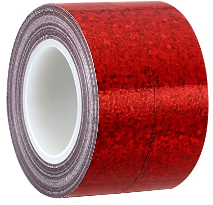 PATIKIL 15mmx5m 2Pack Glitzer Klebeband Holographische Kunst Prisma Abdeckbänder Selbstklebend für DIY Kunst Handwerk Verpackung Dekoration Rot
