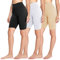 FOTOCITI 3er Pack Radlerhose Damen High Waist Kurze Sporthose Elastisch Shorts Sommer Leggings Hosen für Sport Yoga Gym(02#Schwarz+Weiss+Hautfarbe, S-M)