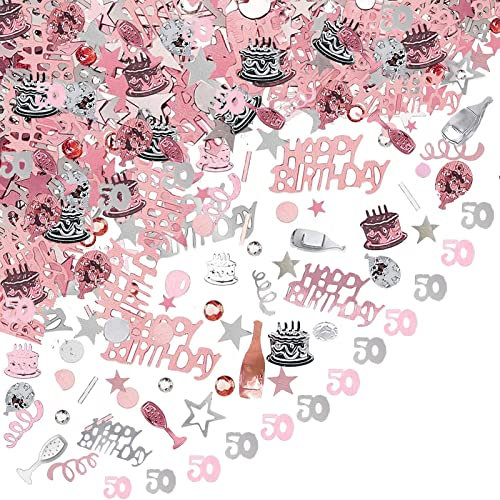 Confettis Anniversaire 50 Ans Probuk 20g Argent Rose Or Noir Décoration de Table avec Numéro,Paillettes Anniversaire Confetti Décorations à Dispersion pour Anniversaire Mariage FêTe DéCorations