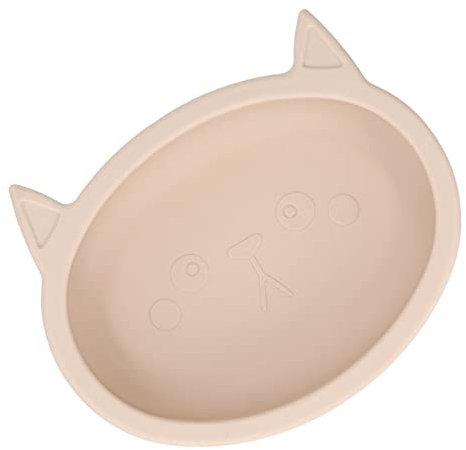 Bol pour bébé avec Ventouse, Bol pour bébé de Dessin animé Mignon Bol en Silicone Doux en Silicone Mignon Bol de Nourriture en Forme de Chat Bol pour bébé avec Ventouse pour Salle (Beige)