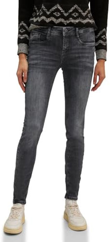 STREET ONE Damen Jeanshose Slim steel grey netwash 25
