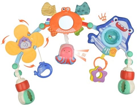 Coriver Baby Kinderwagen Spielzeug, Spielbogen Wickeltisch für Spielbogen, Baby Bogen Kinderwagen Spielzeug für Babys von 0–6 Monaten, Baby Kinderwagenkette Spielzeug Geschenk Junge Mädchen