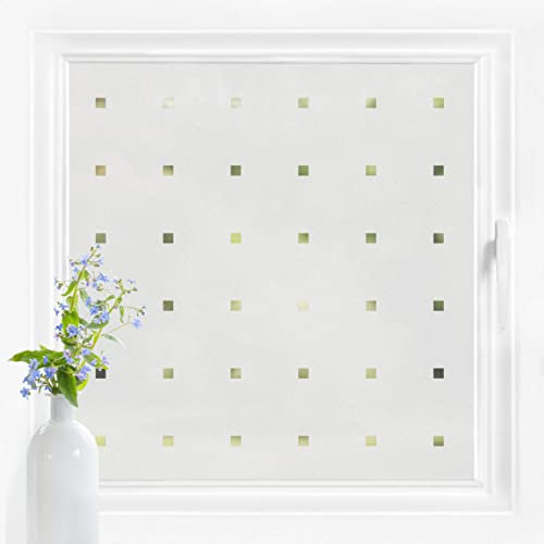 Bilderwelten Fensterfolie Sichtschutz Muster Quadrate 100 x 100 cm Milchglasfolie Sichtschutzfolie Fenster Folie Blickdicht Anti-UV Statisch Haftend Quadrat
