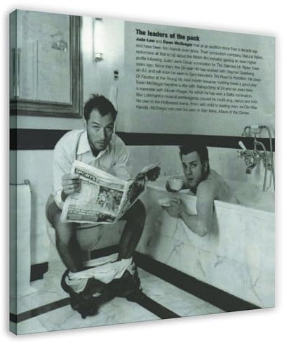 MURABE Jude Law und Ewan McGregor Leinwand-Poster, Wandkunst, Dekordruck, Bild Gemälde für Wohnzimmer, Schlafzimmer, Dekoration, Rahmenstil, 70 x 70 cm