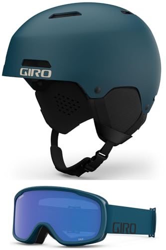 Giro Ledge Kombi-Pack Skihelm, Snowboardhelm mit passender Brille, matt, Harbor Blue/Harbor Blue, Wordmark L (59–62,5 cm)