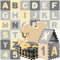 Spielwerk® 86-teilige Puzzlematte Baby, Grau - 3,3m² Buchstabenteppich - ABC Matten für Kinder, Spielunterlage Boden, Gummimatte Kinderzimmer, Puzzleteppich Baby, Spielteppich für Kinder