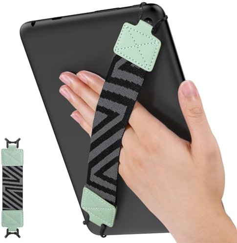 MoKo Correa de Mano de Seguridad para 9 - 11 iPad/iPad Pro/iPad Air/Kindle Fire HD/Samsung/Lenovo tabletas, Soporte de Agarre de Dedo Elástico Multifuncional Tableta, Menta Verde