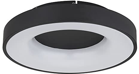 Globo LED Deckenlampe Deckenleuchte Wohnzimmerlampe rund CCT Tageslicht mit Fernbedienung, Metall opal schwarz Kunststoff, dimmbar Nachtlicht/-Memory, 31 Watt 1800Lumen 2700-6500K, D 40 cm