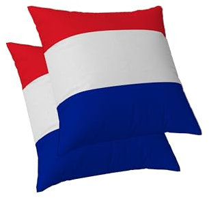 ggaimwf Flagge Kissenbezug Niederländische Flagge Kissenbezüge für Sofa Patriotische Nationalflagge Kissenbezüge Startseite Dekorativer Kissenbezug Stuhl Schlafzimmer Wohnzimmer 45x45cm 2er-Set