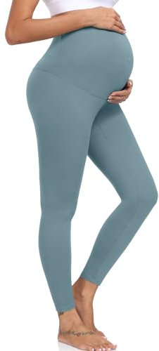 ACTINPUT Umstandsleggings Damen Blickdicht High Waist Umstandshose Elastisch Schwangerschaftsleggings Umstandsmode Leggings for Schwangerschaft(See Blau,XL)