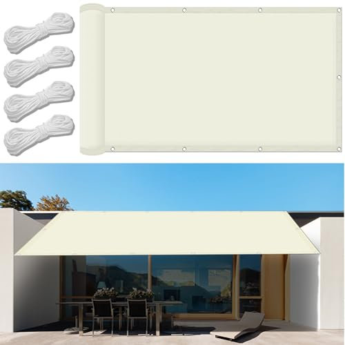 Tenda a Vela Parasole Quadrato 2.5 x 10 m Impermeabile e Resistente Vela Ombreggiante Rettangolare Metri Protezione Raggi UV per Giardino Esterno Patio Party, Avorio