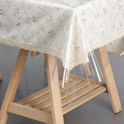 Tischdecke Transparent, Tischfolie Transparent, Abwaschbar Tischfolie Outdoor, PVC Rechteckig Tischdecken 0,13mm Dicke, Tischdecke Tischschutz, 220 x 140 cm