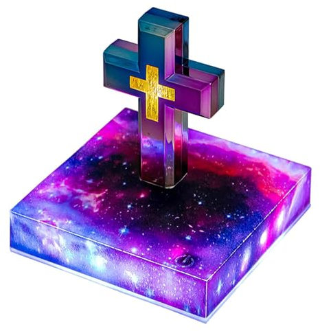 Magnetisches Schwebe-Kreuz Lampe - Schwebendes Bibel Nachtlicht in Bunten Farben, Jesus Segnet Dekorationslampe für Home Office, Ideales Geschenk,C,1