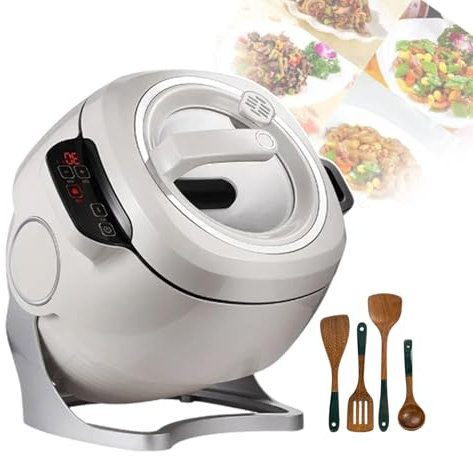 forplubossmmp Macchina Automatica per La Cottura A Tamburo (6 Litri), Robot da Cucina Commerciale per Friggere, Robot da Cucina con Pannello Touch con Rivestimento Antiaderente, Avvio con Un Clic