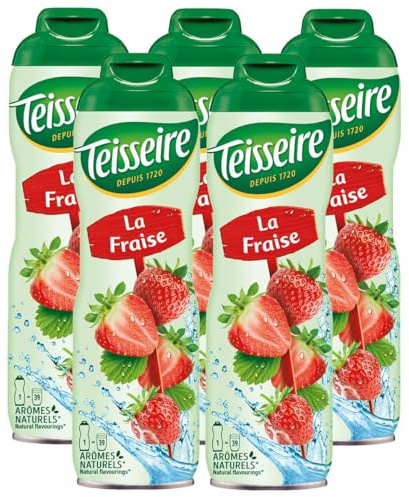 Teisseire Getränke-Sirup Erdbeere 600ml - Sirup der genauso schmeckt wie die Frucht (5er Pack)